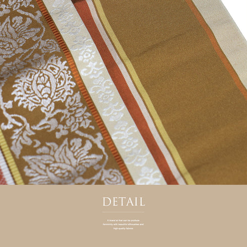 半巾帯 リサイクル 帯丈362cm 全通 本場筑前博多織 ブラウン SSサイズ 正絹 未使用品 カジュアル お洒落