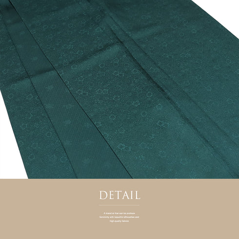 色無地 リサイクル 身丈159.2cm 裄64.8cm 袷 辻ヶ花模様 グリーン Mサイズ セミフォーマル 一つ紋 正絹 広衿 地紋あり Sランク