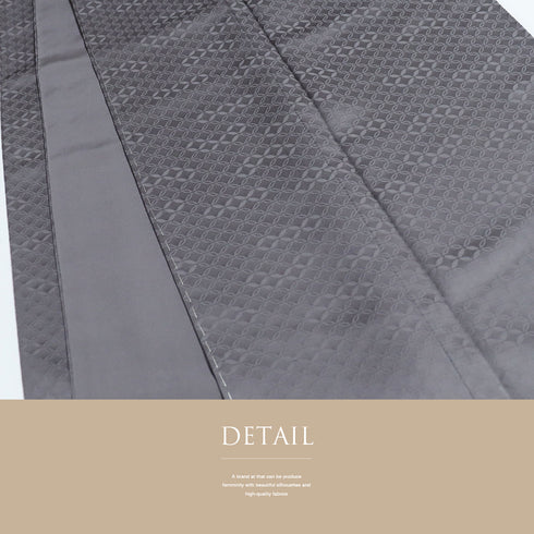 色無地 リサイクル 身丈158cm 裄62.4cm 袷 七宝柄 パープル Mサイズ セミフォーマル お洒落 一つ紋 正絹 広衿 地紋あり Sランク