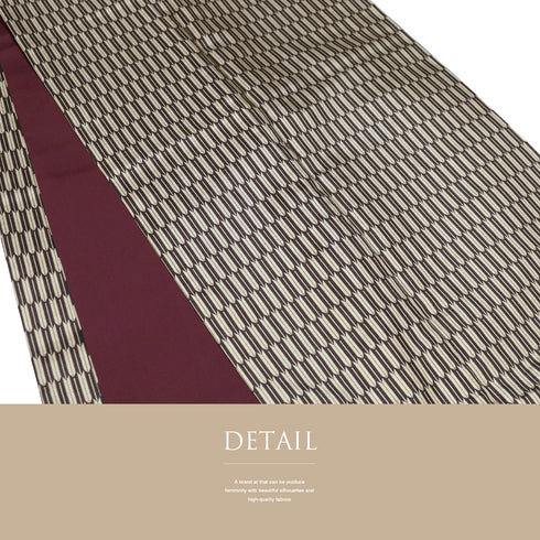 紬 リサイクル 身丈159cm 裄63.2cm 袷 大島紬 矢羽根柄 芭蕉庵 染め ブラウン Mサイズ お洒落 正絹 広衿 Sランク