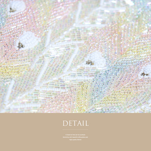 バッグ ピンク ビーズ Sランク 孔雀の羽柄