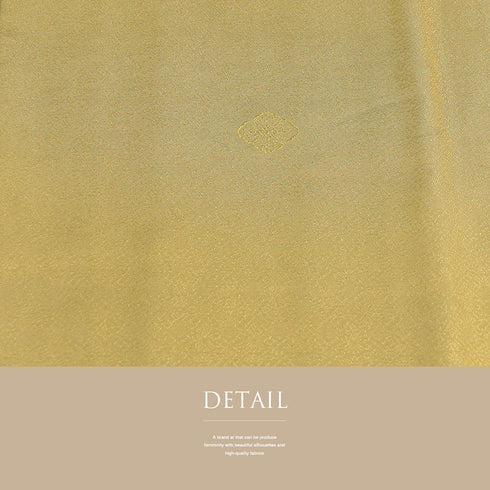 色無地 リサイクル 身丈168.5cm 裄66.4cm 袷 花柄 イエロー LLサイズ セミフォーマル 一つ紋 正絹 広衿 地紋あり Sランク