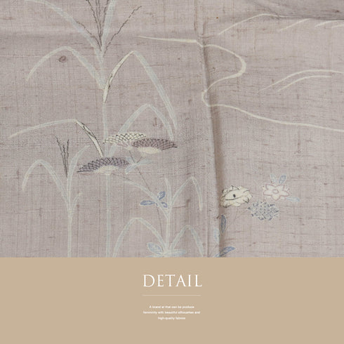 付下げ リサイクル 夏着物 身丈158.5cm 裄68.4cm 夏物 薄物 流水に菊柄 パープル Mサイズ お洒落 不明 広衿 Bランク