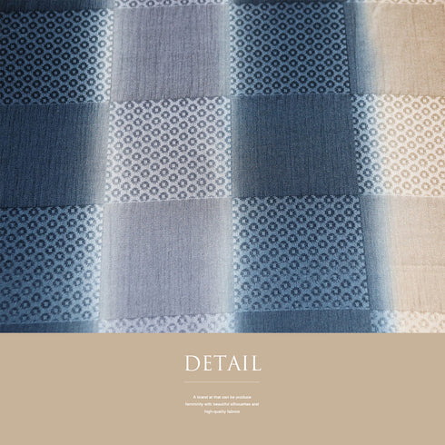 帯揚げ リサイクル お洒落 ちりめん 正絹 多色 市松の地紋に縦ぼかし柄 未使用品 AG-1279