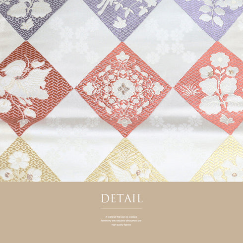 名古屋帯 リサイクル 帯丈365.5cm 六通 鳥や花柄 ベージュ Mサイズ 正絹 Aランク お洒落