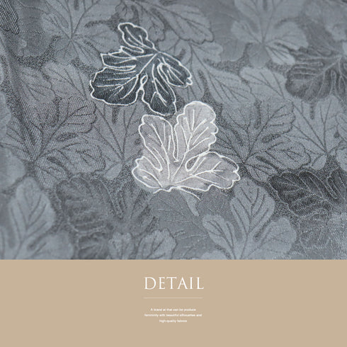 道中着 リサイクル 身丈93.8cm 裄68.8cm 袷 地紋 彩色 葉模様 グレー LLサイズ お洒落 カジュアル 正絹 Sランク