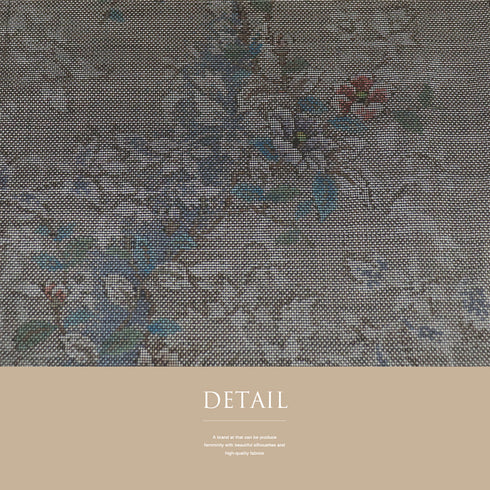 大島紬 リサイクル 身丈157.8cm 裄65cm 袷 花枝柄 ブラウン Mサイズ お洒落 カジュアル 証紙 正絹 広衿 Sランク