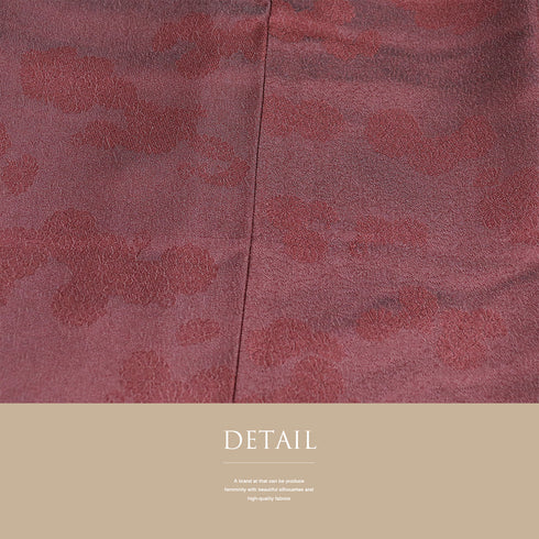 道中着 リサイクル 身丈102.5cm 裄68.2cm 袷 菊柄の地紋 ロング丈 レッド Lサイズ お洒落 しつけ糸 正絹 Sランク