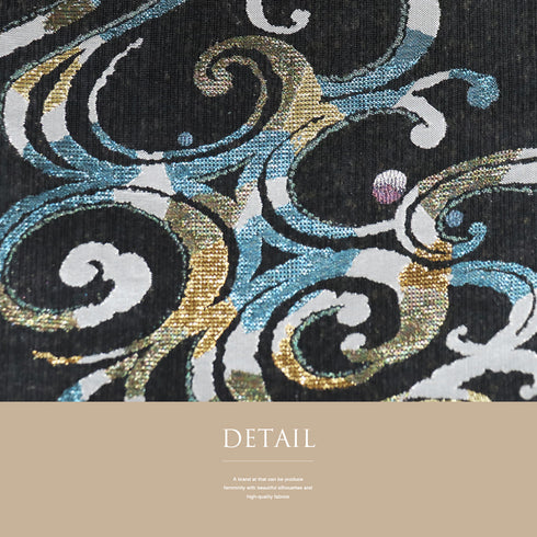 袋帯 リサイクル 帯丈444cm 六通 流水柄 福寿青銅 ブラック Mサイズ 正絹 新品・未使用品 お洒落