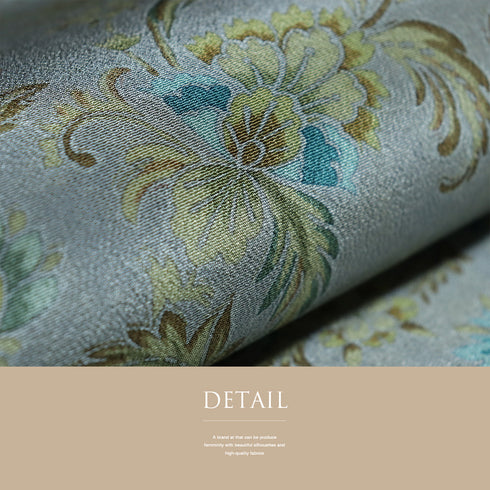 名古屋帯 リサイクル 帯丈364cm 全通 花柄 グリーン Mサイズ 正絹 Sランク お洒落