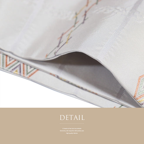 名古屋帯 リサイクル 帯丈353.5cm 六通 横段柄 グレー Sサイズ 正絹 Sランク お洒落 カジュアル