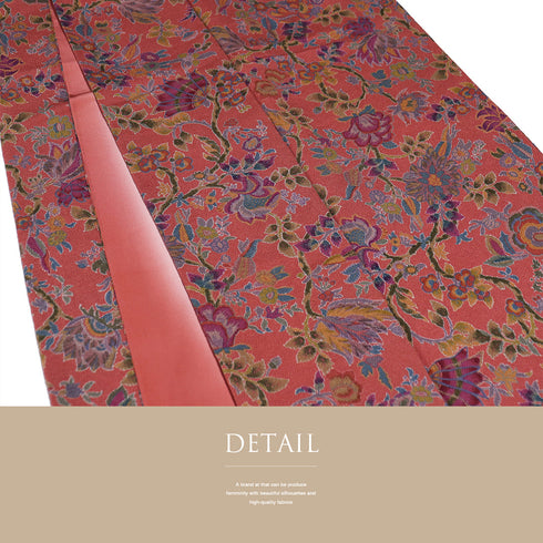 小紋 リサイクル 身丈163cm 裄67.4cm 袷 花唐草柄 ピンク Lサイズ お洒落 カジュアル 正絹 広衿 Sランク