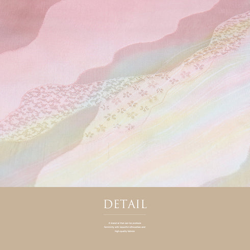 帯揚げ リサイクル お洒落 綸子 正絹 ピンク 桜柄 ぼかし 未使用品 AG-1193