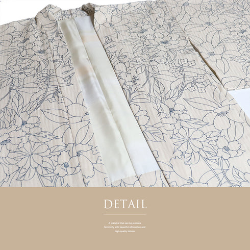 羽織 リサイクル 身丈108cm 裄68cm 袷 ロング丈 花柄 アイボリー Lサイズ お洒落 正絹 Sランク