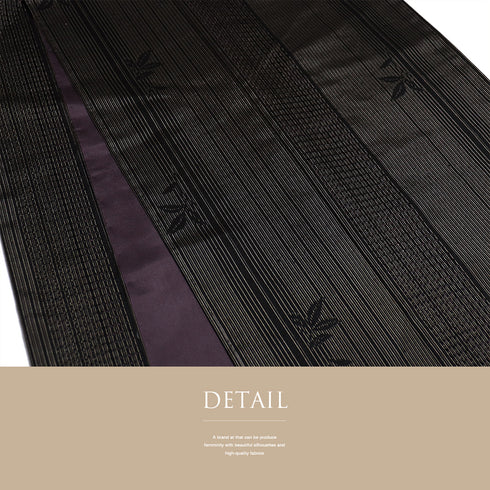 紬 リサイクル 身丈151.8cm 裄63cm 袷 柿渋染 汕頭刺繍 縞模様 枝葉柄 ブラック Sサイズ お洒落 証紙 しつけ糸 正絹 広衿 Sランク