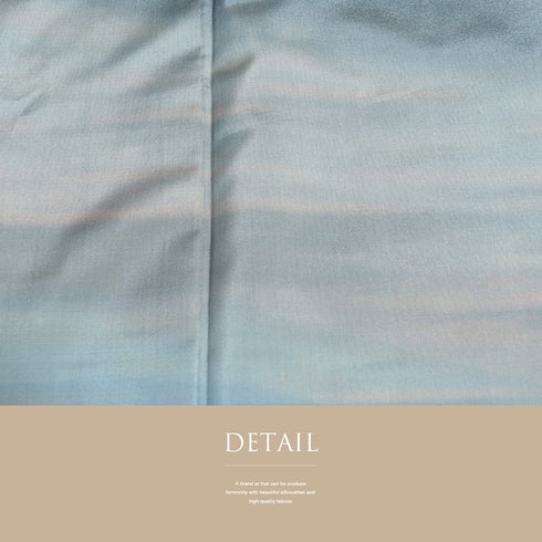 訪問着 リサイクル 身丈149.5cm 裄60.8cm 袷 大島紬 彩大島 染め ぼかし柄 ブルー SSサイズ お洒落 正絹 広衿 Sランク