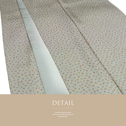 小紋 リサイクル 身丈159cm 裄65.2cm 袷 葉っぱ模様 グレー Mサイズ お洒落 カジュアル 正絹 広衿 Sランク