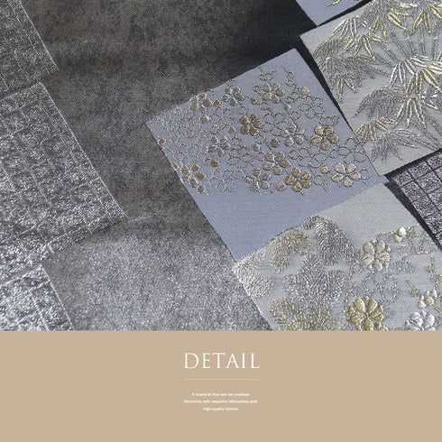 袋帯 リサイクル 帯丈440cm 六通 梅や笹柄 寿松色紙文 シルバー Mサイズ 正絹 新品・未使用品 フォーマル お洒落