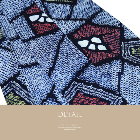 浴衣 リサイクル 夏着物 身丈157.5cm 裄64cm 夏物 絞り ネイビー Mサイズ カジュアル 木綿 洗える着物 バチ衿 Sランク