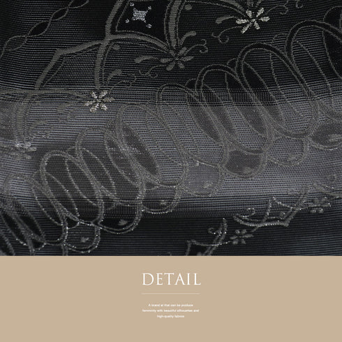 袋帯 リサイクル 帯丈446cm 六通 夏物 ブラック Mサイズ 正絹 新品・未使用品 フォーマル お洒落