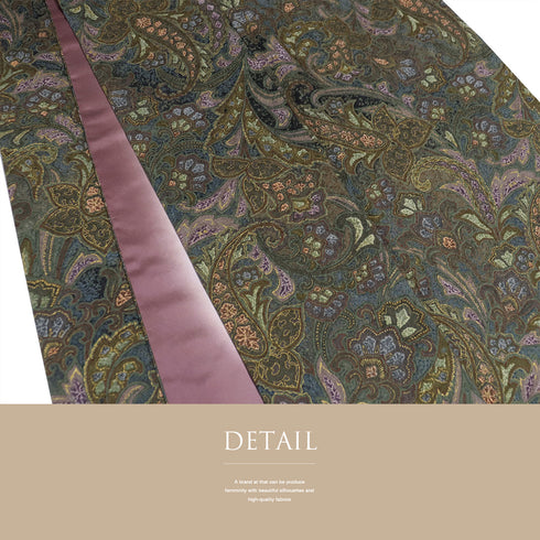 小紋 リサイクル 身丈160.8cm 裄68.4cm 袷 グリーン Lサイズ お洒落 正絹 広衿 Sランク