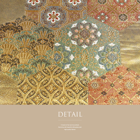 袋帯 リサイクル 帯丈432cm 六通 亀甲に華文柄 西陣織 ゴールド Sサイズ 正絹 Sランク フォーマル セミフォーマル