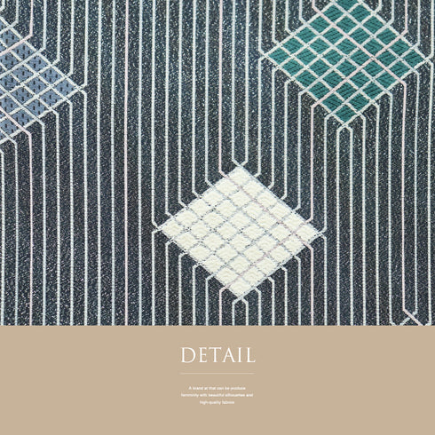 袋帯 リサイクル 帯丈428cm 六通 たて縞に菱型模様 美ロード グレー Sサイズ 正絹 Sランク お洒落