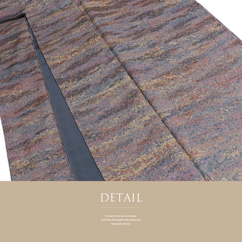 小紋 リサイクル 身丈162cm 裄68cm 袷 陶彩染め 加藤唐九郎 ゆったりサイズ 膨れ織り パープル Lサイズ お洒落 カジュアル 正絹 広衿 Sランク