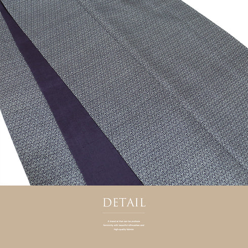 紬 リサイクル 身丈158.3cm 裄64.6cm 袷 染め パープル Mサイズ お洒落 正絹 広衿 Sランク