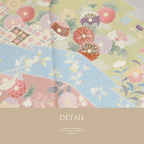 訪問着 リサイクル 身丈162.4cm 裄66.4cm 袷 七宝や菊柄など 金駒刺繍 パールトーン加工 多色 Lサイズ セミフォーマル 一つ紋 正絹 広衿 Sランク