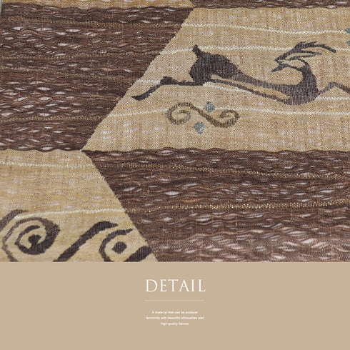 袋帯 リサイクル 帯丈444cm ポイント柄 鹿柄 手織り じゅらく ブラウン Mサイズ 正絹 Sランク お洒落