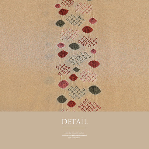 帯締め・帯揚げセット リサイクル 平組紐 ちりめん ベージュ 正絹 新品・未使用品 縦縞に絞り柄