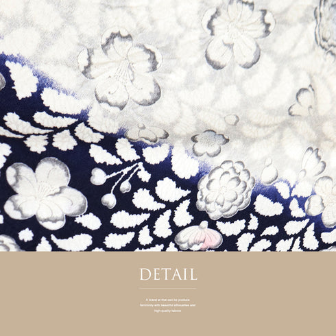 付下げ リサイクル 身丈158.5cm 裄62.6cm 袷 辻ヶ花調 後絞り加工 ネイビー Mサイズ お洒落 しつけ糸 正絹 広衿 Sランク