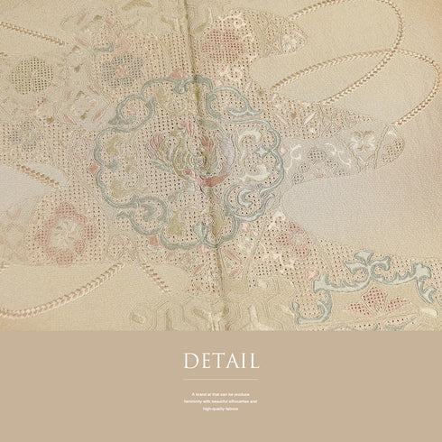 訪問着 リサイクル 身丈155.3cm 裄66.8cm 袷 霞に鳳凰や組紐柄 汕頭刺繍 ブラウン Sサイズ セミフォーマル 一つ紋 正絹 広衿 Aランク