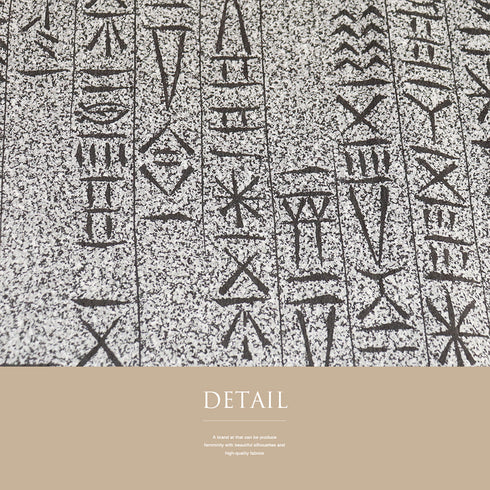 小紋 リサイクル 身丈163cm 裄66.8cm 袷 古代文字風柄 小原敏 グレー Lサイズ お洒落 カジュアル 正絹 広衿 Sランク