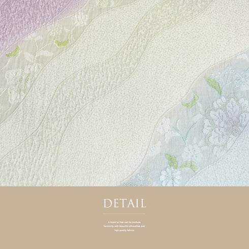 帯揚げ リサイクル お洒落 ちりめん 正絹 多色 花の地紋に斜めぼかし柄 未使用品 AG-1281