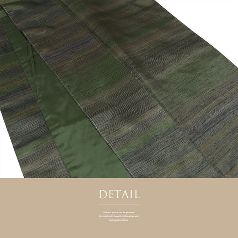 紬 リサイクル 身丈162cm 裄66cm 袷 グリーン Lサイズ カジュアル お洒落 しつけ糸 正絹 広衿 Sランク