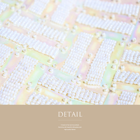 バッグ ホワイト ビーズ Bランク 幾何学模様