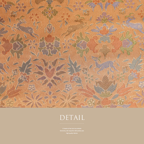 袋帯 リサイクル 帯丈446cm 全通 動植物柄 オレンジ Mサイズ ポリエステル Sランク お洒落