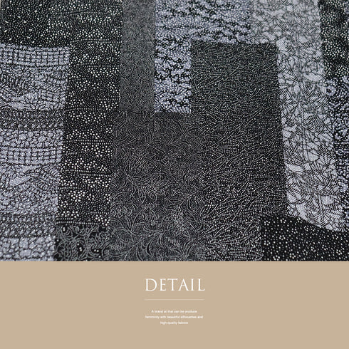 小紋 リサイクル 身丈163cm 裄65.4cm 袷 寄せ柄 パールトーン加工 ブラック Lサイズ お洒落 正絹 広衿 Sランク