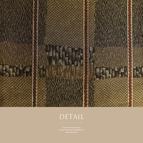 袋帯 リサイクル 帯丈442cm 六通 紐に幾何学柄 ブラウン Mサイズ 正絹 Sランク お洒落