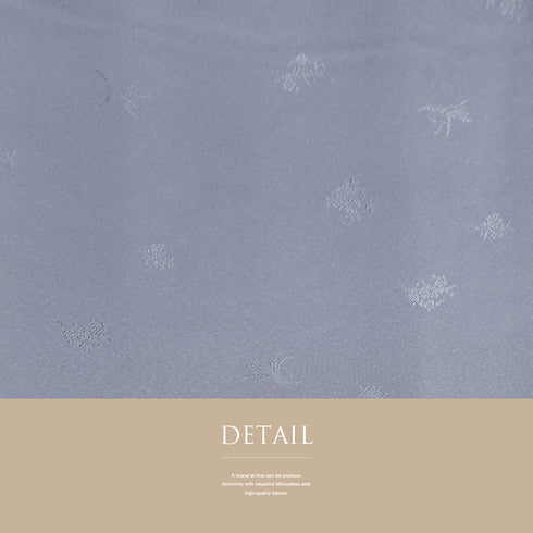 色無地 リサイクル 身丈158.5cm 裄63.8cm 袷 草花柄 パープル Mサイズ お洒落 落款 しつけ糸 正絹 広衿 地紋あり Sランク