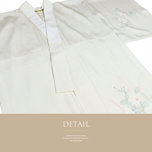 長襦袢 リサイクル 長襦袢 身丈120cm 裄62.8cm 袷 花柄 裾ぼかし グリーン Sサイズ 正絹 袖無双 Sランク