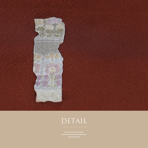 帯締め・帯揚げセット リサイクル お洒落 平組紐 ちりめん レッド 正絹 新品・未使用品 花柄