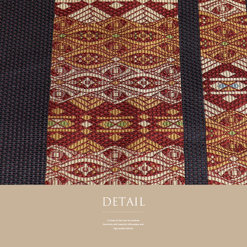 名古屋帯 リサイクル 帯丈357cm 六通 アジアン風柄 ブラック Sサイズ 正絹 Sランク お洒落 カジュアル