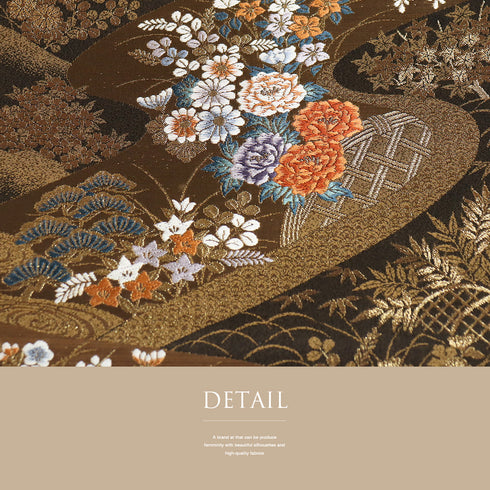 袋帯 リサイクル 帯丈432cm 六通 金糸 刺繍 花や鶴柄 ゴールド Sサイズ 正絹 Sランク フォーマル セミフォーマル