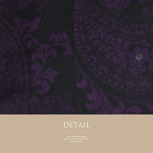 道中着 リサイクル 身丈120cm 裄67.2cm 単衣 ペイズリー柄 地紋 箔 ロング丈 ブラック Lサイズ お洒落 正絹 Sランク