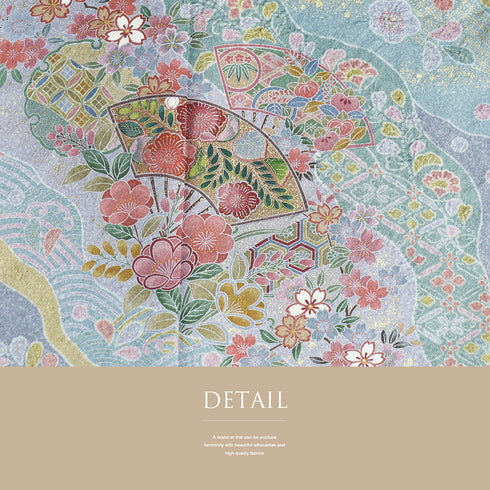 訪問着 リサイクル 身丈164.5cm 裄68.5cm 袷 道長雲取り 花柄 箔加工 絞り加工 ブルー Lサイズ セミフォーマル お洒落 正絹 広衿 Sランク