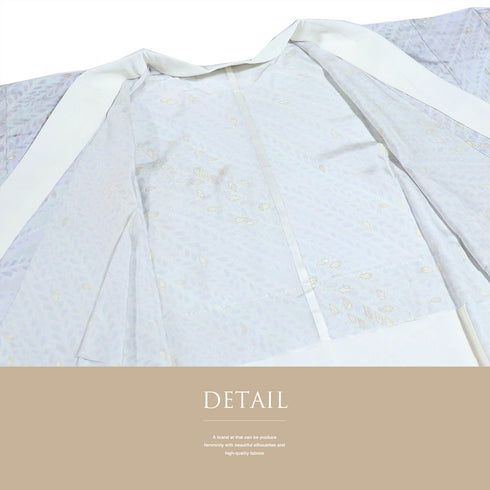 長襦袢 リサイクル 長襦袢 身丈125.6cm 裄65.2cm 袷 枝葉文 箔 パープル Mサイズ お洒落 しつけ糸 正絹 袖無双 Sランク