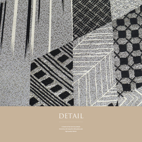 袋帯 リサイクル 帯丈432cm 六通 幾何学柄 グレー Sサイズ 正絹 新品・未使用品 お洒落